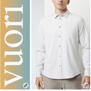 NWT Men's Vuori Long Sleeve Light Grey Bridge Button Down